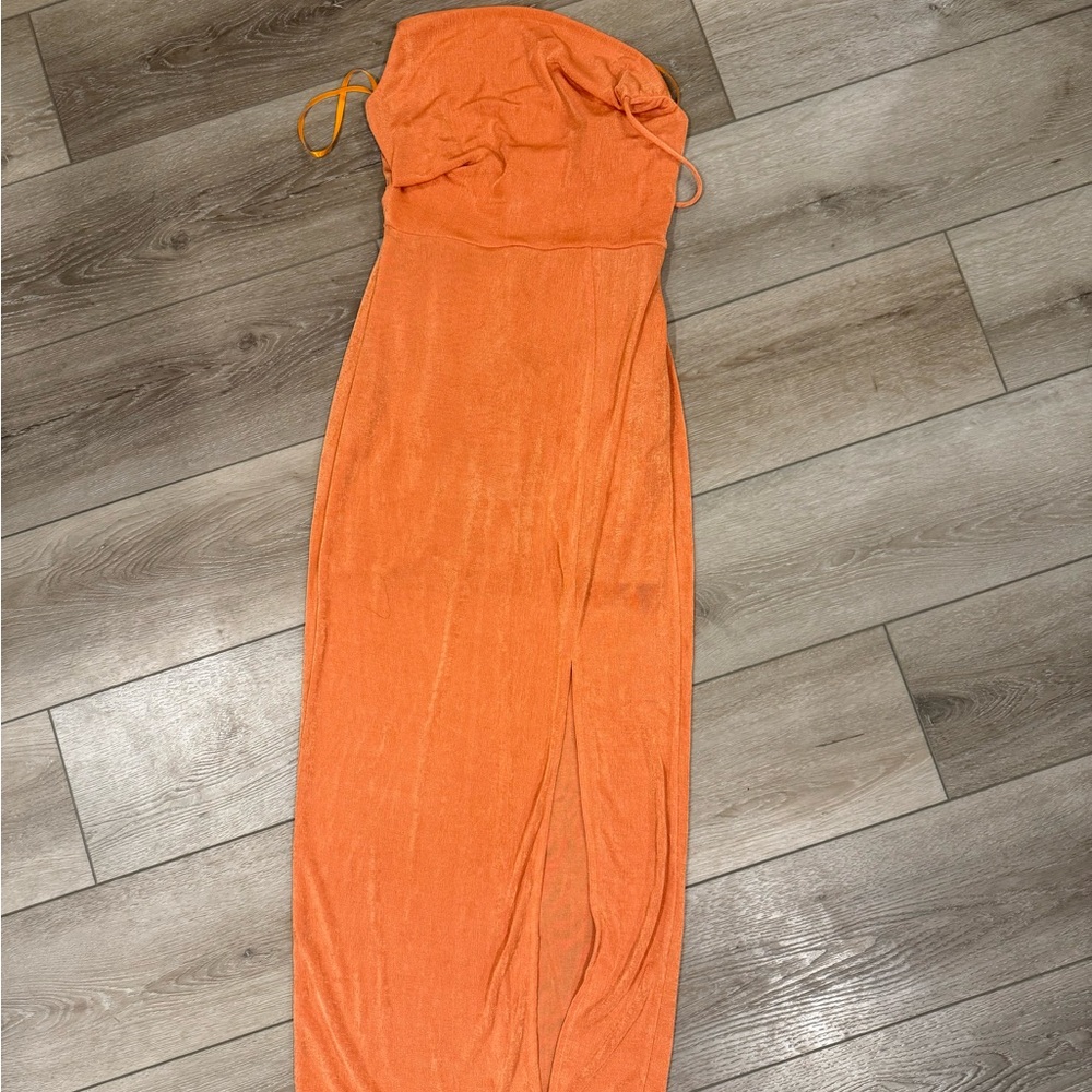 Hello Molly Vibrant Orange Strapless Dress